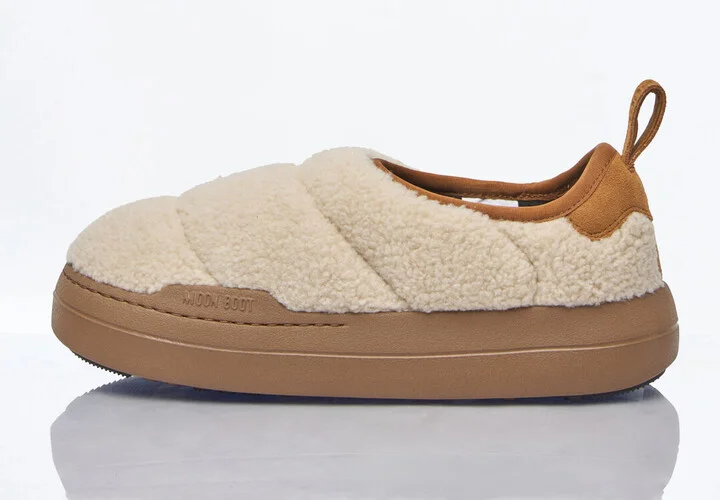 Moon Boot Park Puffer Fleece Slip-on Shoes - Woman Slip Ons Beige Eu - 37 - Image 4