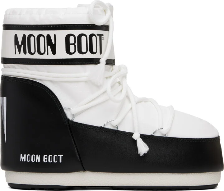 Moon Boot White & Black Icon Low Nylon Boots