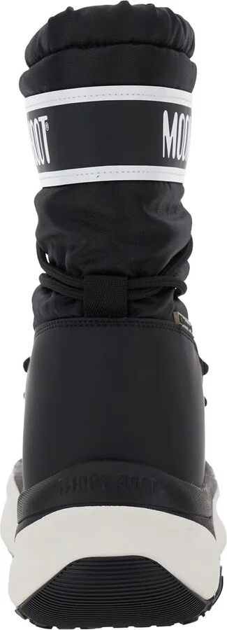 'moon Polar' Black Ankle Boots With Maxi Logo Print On The Side In Tech Fabric Man - Image 4