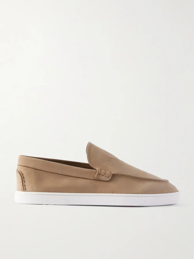 Moonboat Logo-Embossed Nubuck Loafers