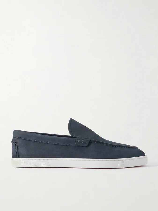 Moonboat Logo-Embossed Nubuck Loafers