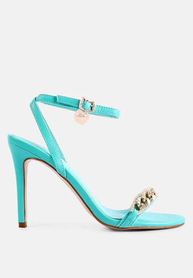 Mooning High Heeled Metal Chain Strap Sandals