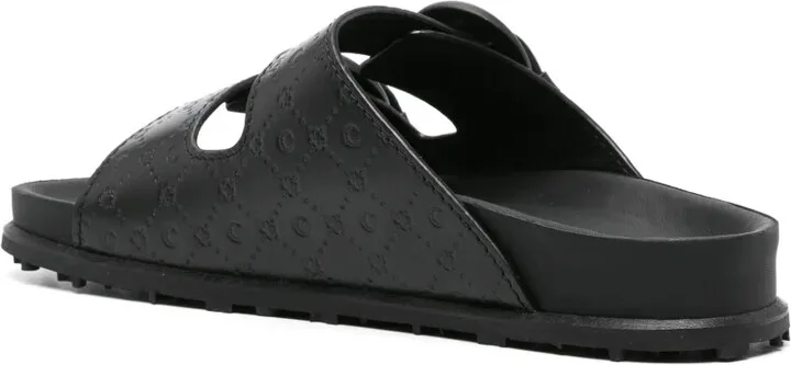 Moonogram-embossed leather slides - Image 3