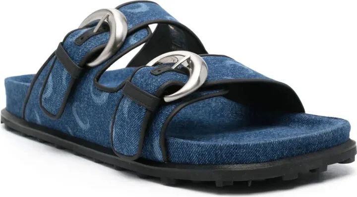 Moonogram-pattern denim sandals - Image 2