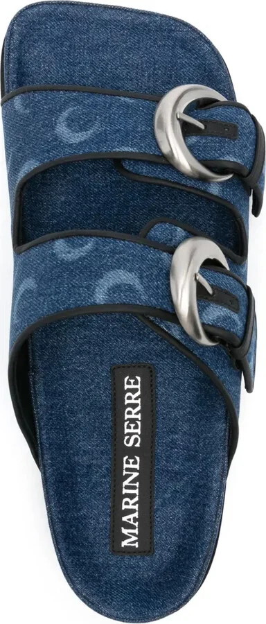 Moonogram-pattern denim sandals - Image 4