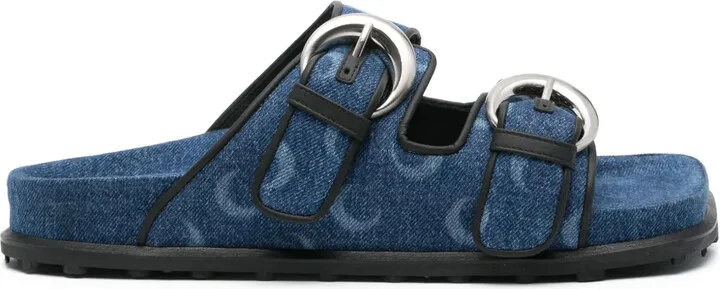 Moonogram-pattern denim sandals