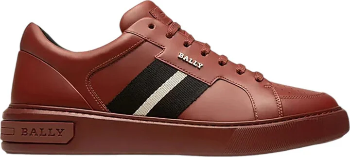 Moony 6239623 Men's Heritage Red Calf Plain Leather Sneakers