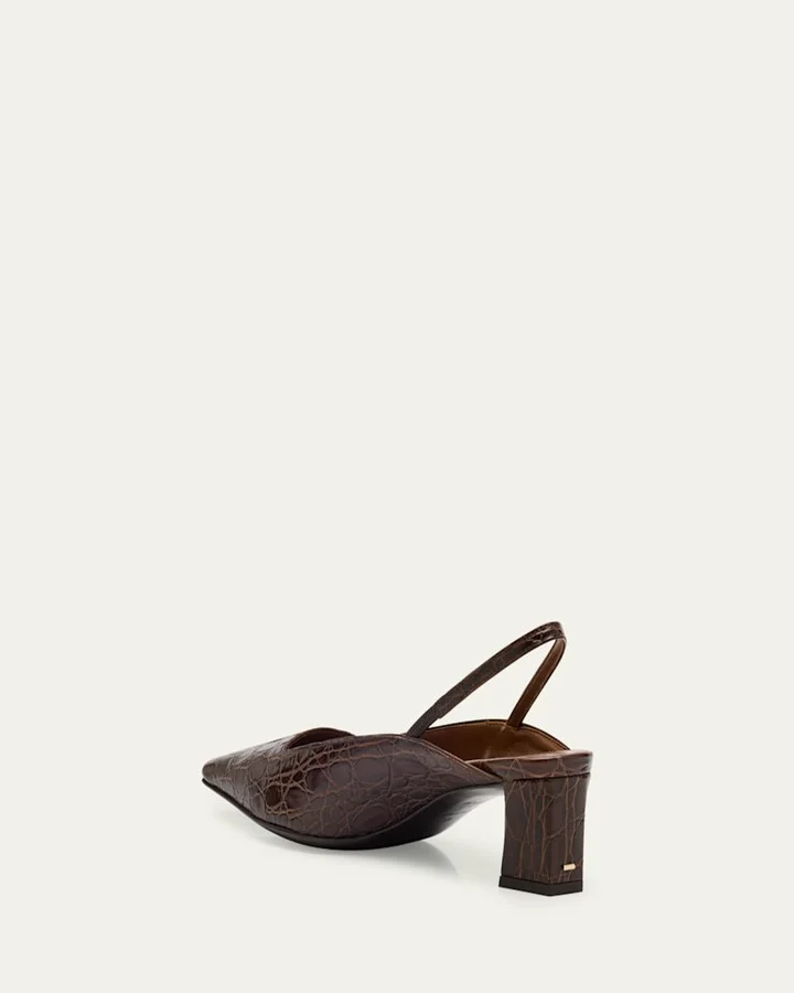 Morpheus Croc-Printed Leather Slingback Pumps - Image 2