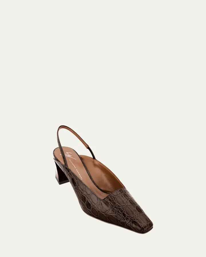 Morpheus Croc-Printed Leather Slingback Pumps - Image 3