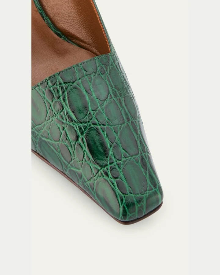 Morpheus Croc-Printed Leather Slingback Pumps - Image 10