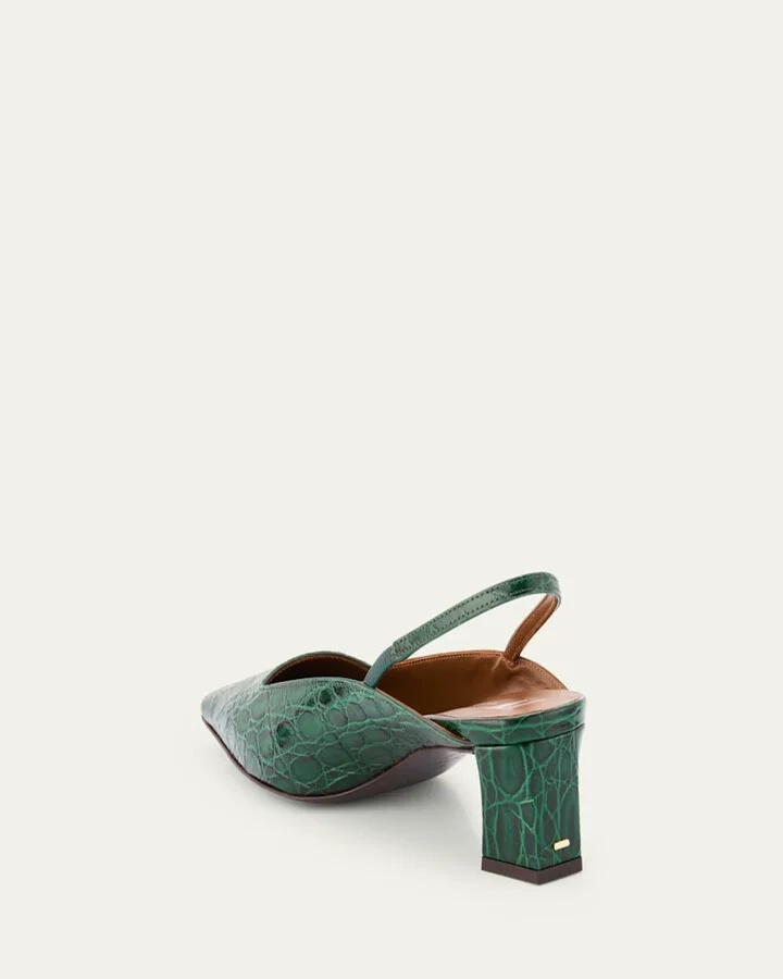 Morpheus Croc-Printed Leather Slingback Pumps - Image 11