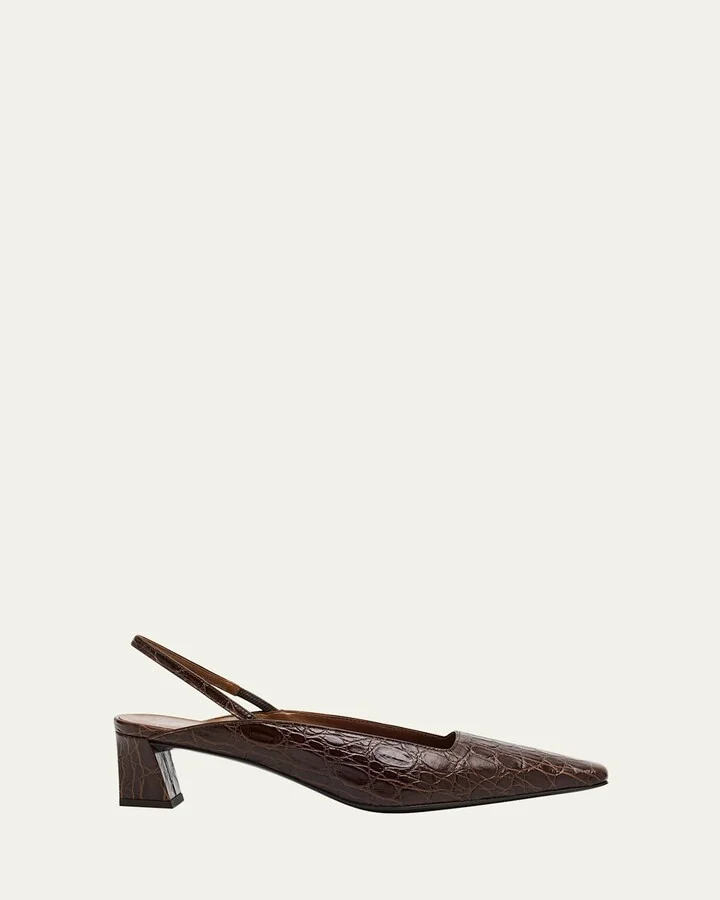 Morpheus Croc-Printed Leather Slingback Pumps