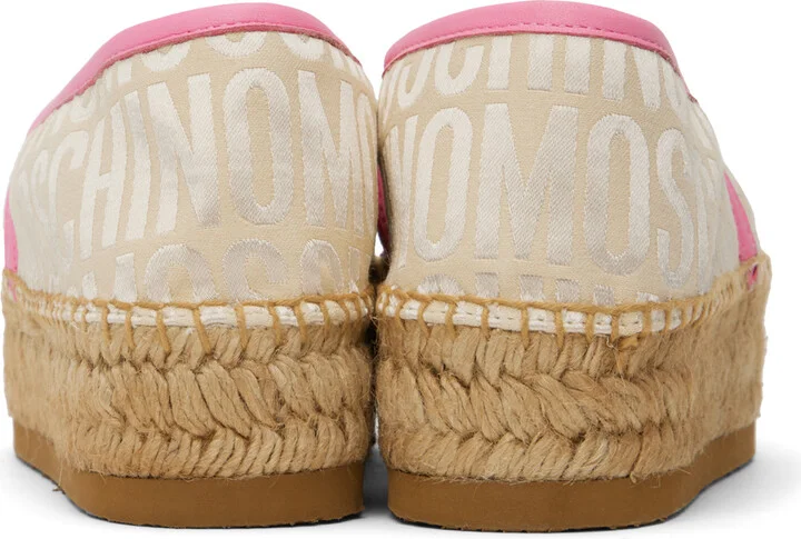 Moschino Beige Allover Logo Espadrilles - Image 2