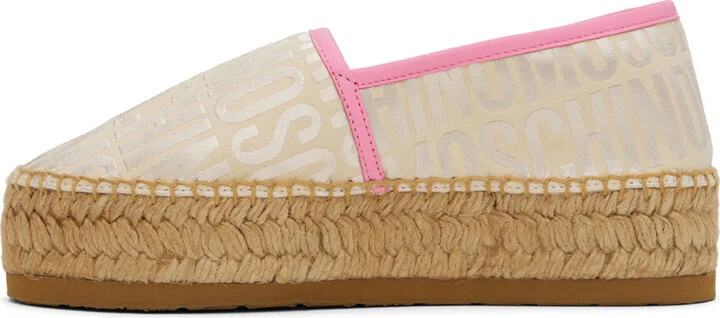 Moschino Beige Allover Logo Espadrilles - Image 3