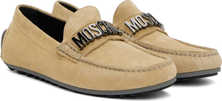 Moschino Beige Driver Loafers - Image 4