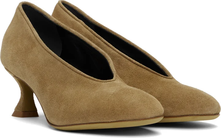 Moschino Beige Duck Suede Heels - Image 4