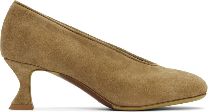 Moschino Beige Duck Suede Heels