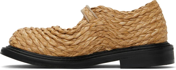 Moschino Beige Olivia Raffia Mary Jane Loafers - Image 3