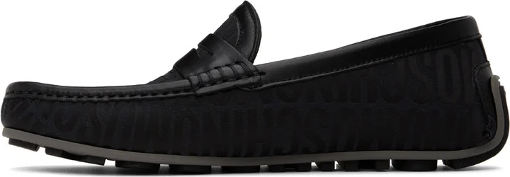 Moschino Black Allover Logo Driving Loafers - Image 3