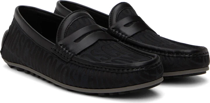 Moschino Black Allover Logo Driving Loafers - Image 4