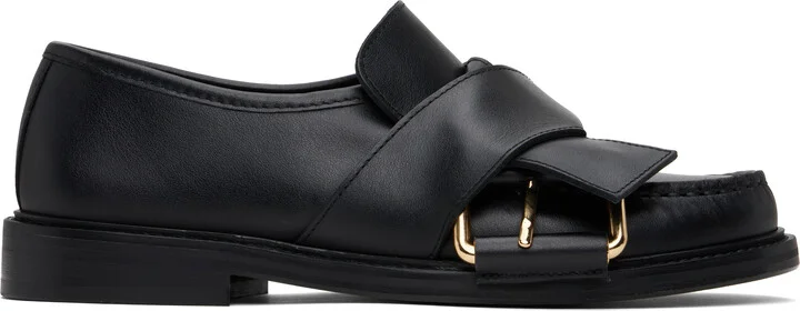Moschino Black Belted Up Loafers