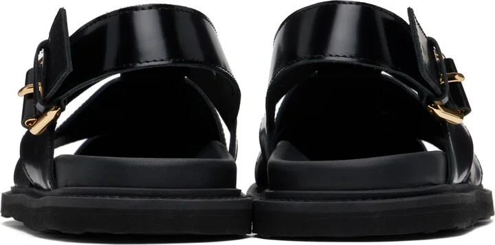 Moschino Black Brushed Calf Leather Sporty Sandals - Image 2