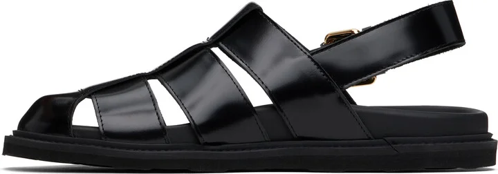 Moschino Black Brushed Calf Leather Sporty Sandals - Image 3