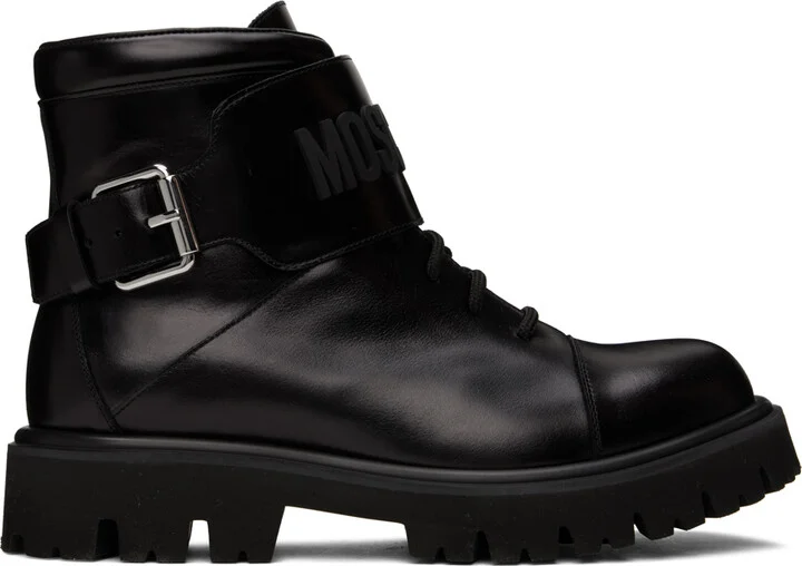 Moschino Black Buckle Boots