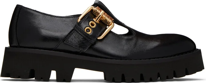 Moschino Black Buckle Loafers