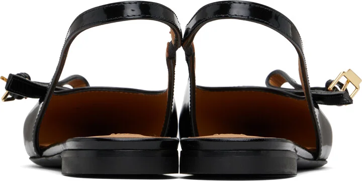 Moschino Black Buckled Bow Ballerina Flats - Image 2