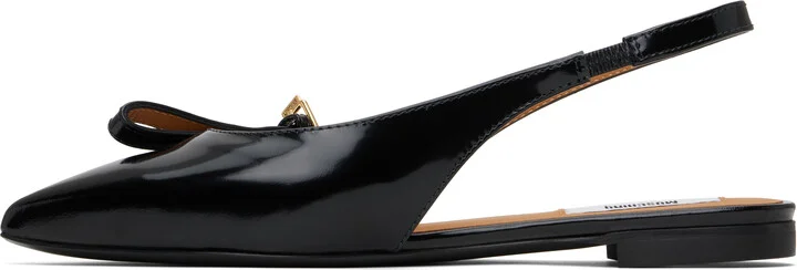 Moschino Black Buckled Bow Ballerina Flats - Image 3