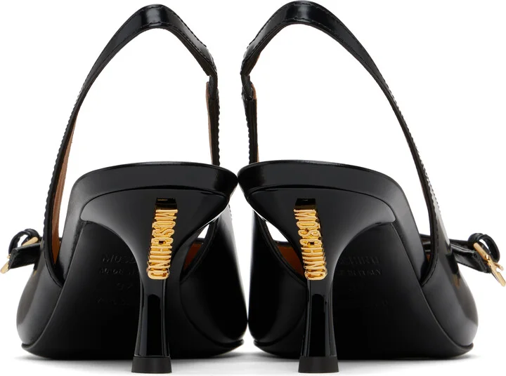 Moschino Black Buckled Bow Heels - Image 2