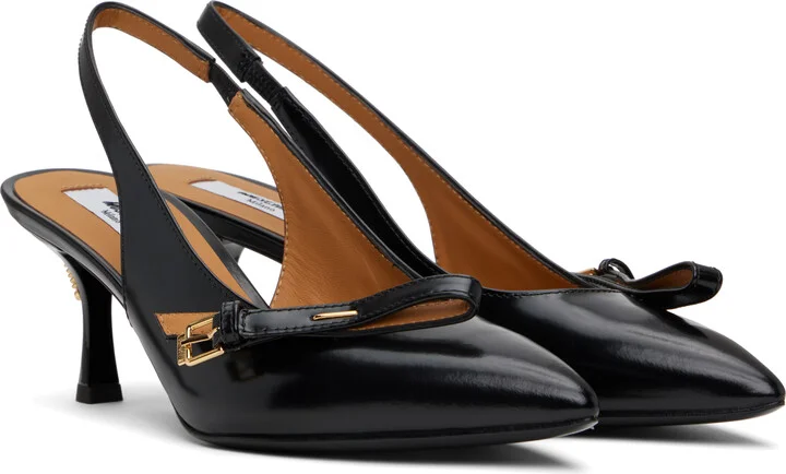 Moschino Black Buckled Bow Heels - Image 4