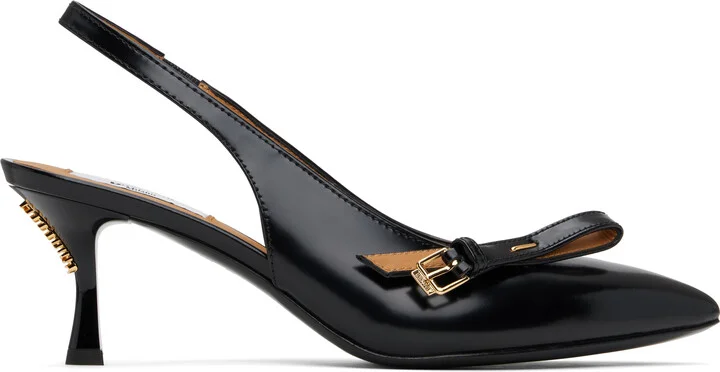 Moschino Black Buckled Bow Heels