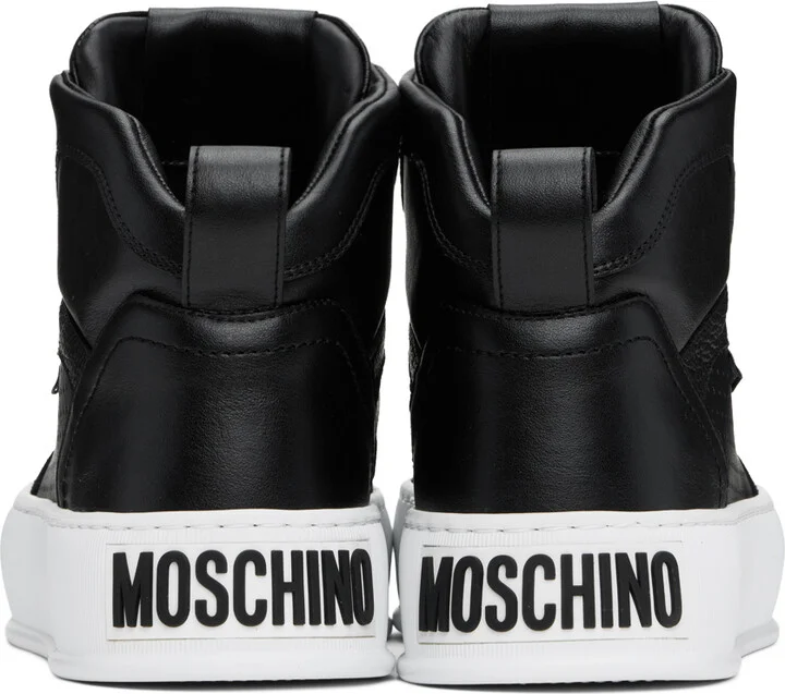 Moschino Black Bumps & Stripes High-Top Sneakers - Image 2