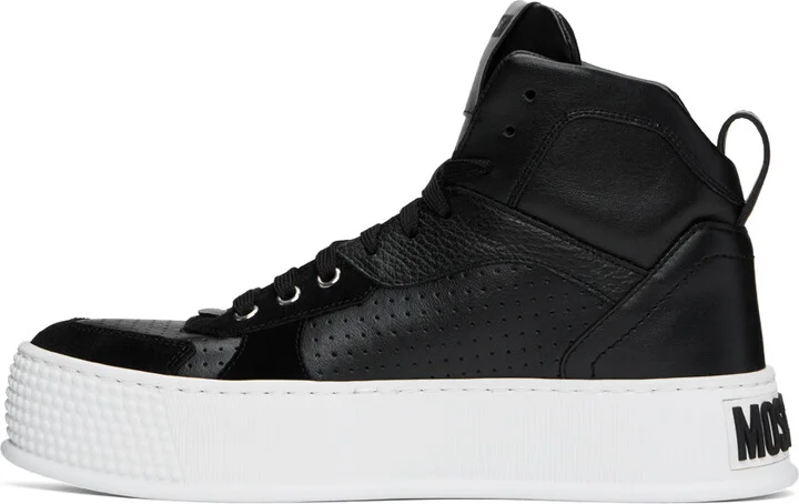 Moschino Black Bumps & Stripes High-Top Sneakers - Image 3