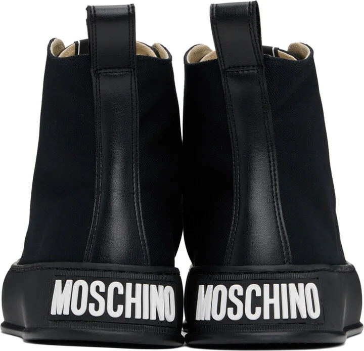 Moschino Black Bumps & Stripes High-Top Sneakers - Image 2