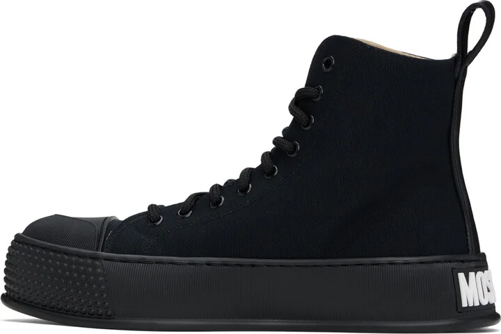 Moschino Black Bumps & Stripes High-Top Sneakers - Image 3