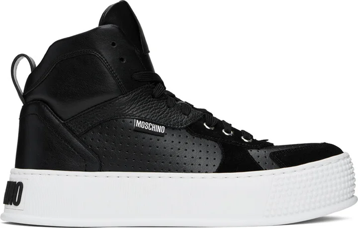 Moschino Black Bumps & Stripes High-Top Sneakers