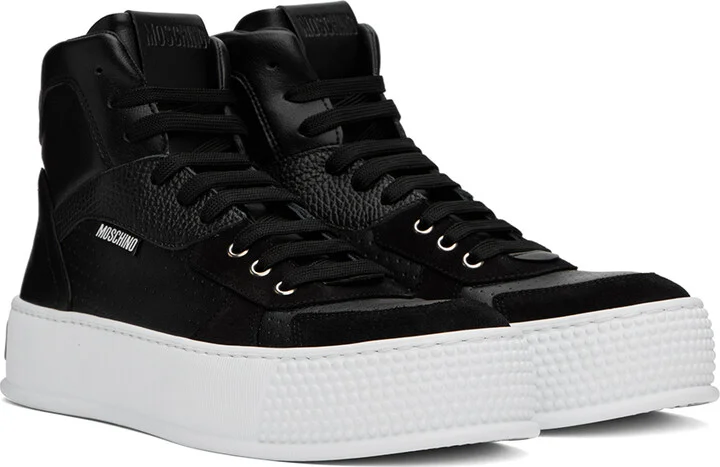 Moschino Black Bumps & Stripes Sneakers - Image 4