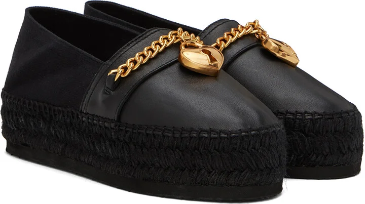 Moschino Black Chains & Hearts Espadrilles - Image 4