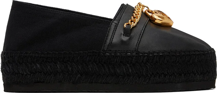 Moschino Black Chains & Hearts Espadrilles