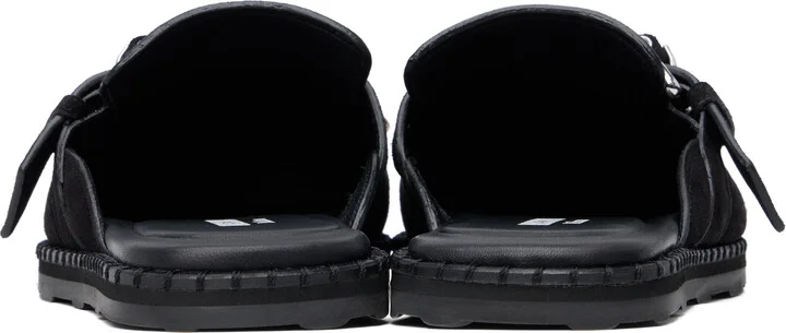 Moschino Black Cow Suede Sporty Mules - Image 2