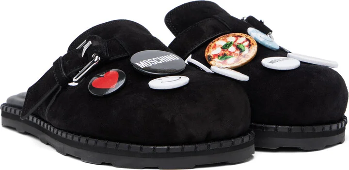 Moschino Black Cow Suede Sporty Mules - Image 4