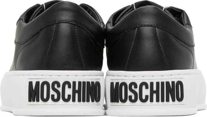 Moschino Black Faux-Leather Sneakers - Image 2