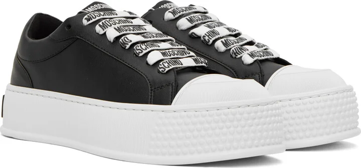 Moschino Black Faux-Leather Sneakers - Image 4