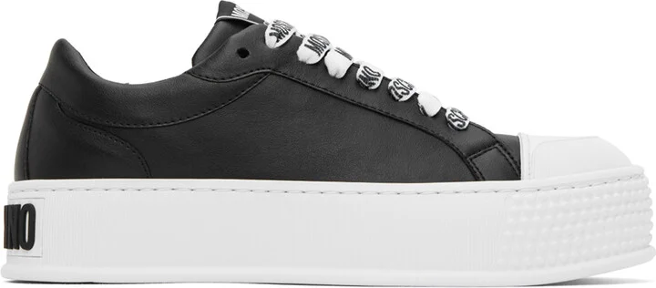 Moschino Black Faux-Leather Sneakers