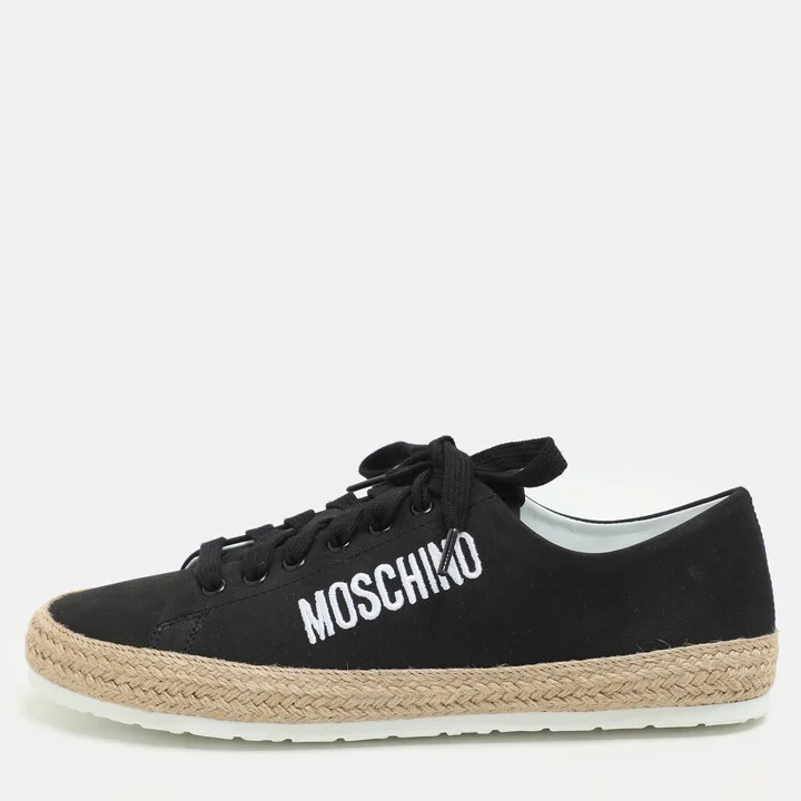Moschino Black Jute and Nubuck Leather Low Top Sneakers Size 42
