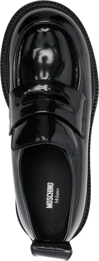 Moschino Black Leather Loafers - Image 4