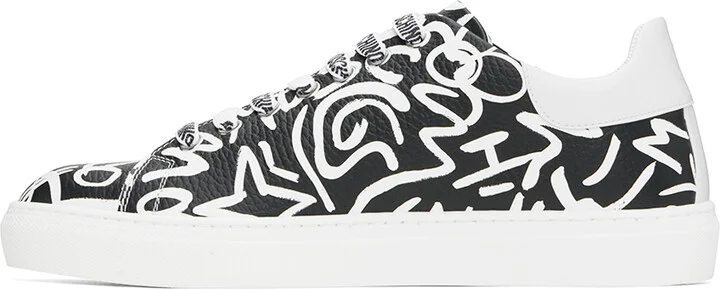 Moschino Black Leather Low-Top Sneakers - Image 3